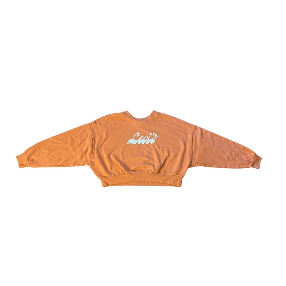 Women XXL Levi's Coral Orange Pink Sweatshirt Pullover Crewneck Cotton